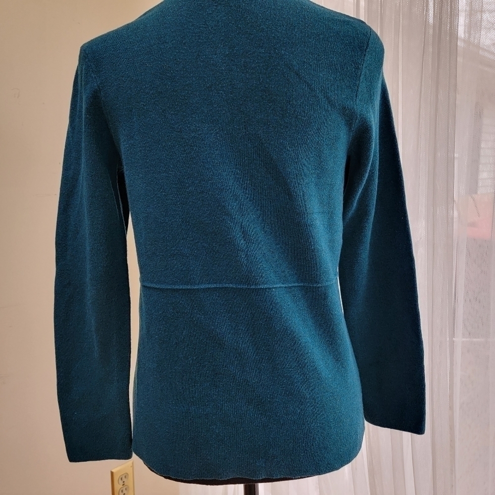 𝅺talbot Teal Two Pocket Sweater Cardigan Size P - Picture 2 of 10